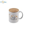 HELLO CHRISTMAS ceramic mug 330 ml with Christmas motif, white, logo print