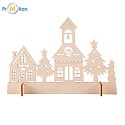 XMAS TOWN wooden Christmas decoration, beige, logo print