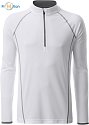 JN 498 - Men's functional long-sleeved T-shirt with logo print, white gray