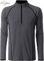 JN 498 - Men's functional long-sleeved T-shirt with logo print, titanium gray/black