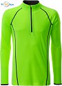 JN 498 - Men's functional long-sleeved T-shirt with logo print, light green/black