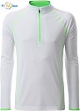 JN 498 - Men's functional long-sleeved T-shirt with logo print, light green/white