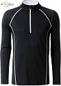 JN 498 - Men's functional long-sleeved T-shirt with logo print, black/white