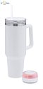 Thermo mug with speaker, white, logo print