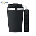 Double-walled cup 350 ml, stainless steel recycled steel, black, logo print 2