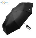 RPET ecological black folding umbrella with logo print