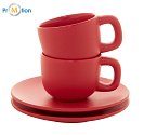 Red espresso cup set, logo print