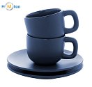 Espresso cup set blue, logo print