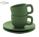 Green espresso cup set, logo print