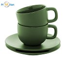 Green cappuccino cup set, logo print