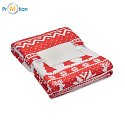 RPET fleece blanket 190 gr/m² with Christmas motif red with logo print