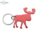 Reindeer shaped red reindeer key ring with laser logo