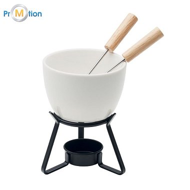 Ceramic fondue set 240 ml with logo print