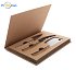 Set of cheese knives in a paper box, acacia wood, logo print