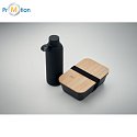 Bottle and lunch box gift set, black, logo print 2