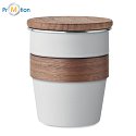 Single-walled thermos mug 350 ml with white logo print