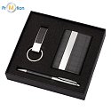 GALLANT gift set with case for business cards, pens and keyring, black with logo print