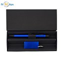 COUPLE gift set of pen and pendant, blue, logo print