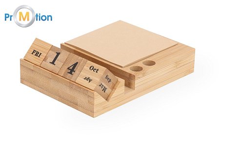 Perpetual calendar with notepad logo print