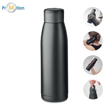 Drinking bottle made of recycled steel 400ml with logo print