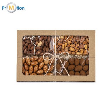 20449 NUT GIFT MAXI. Mix orieškov 4x80 g Natural, potlač loga