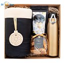 Travel gift set blanket, thermos, coffee, cookies, decoration