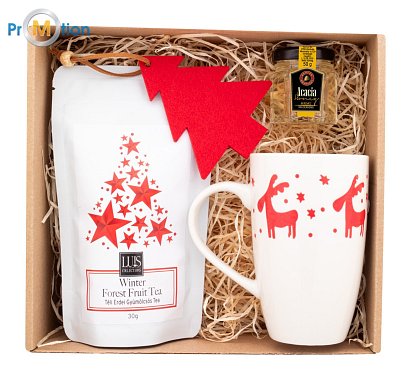 Tea gift set mug, tea, honey, decoration with logo print