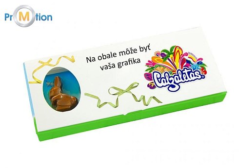 Veľkonočný čokoládový zajac bonboniera s potlačou loga