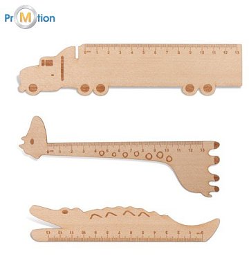 Wooden ruler in the shape of animals with logo print