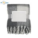 Gray plaid mohair blanket with logo print 2