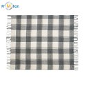 Gray plaid mohair blanket with logo print 3