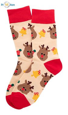 Christmas socks with logo print, natural